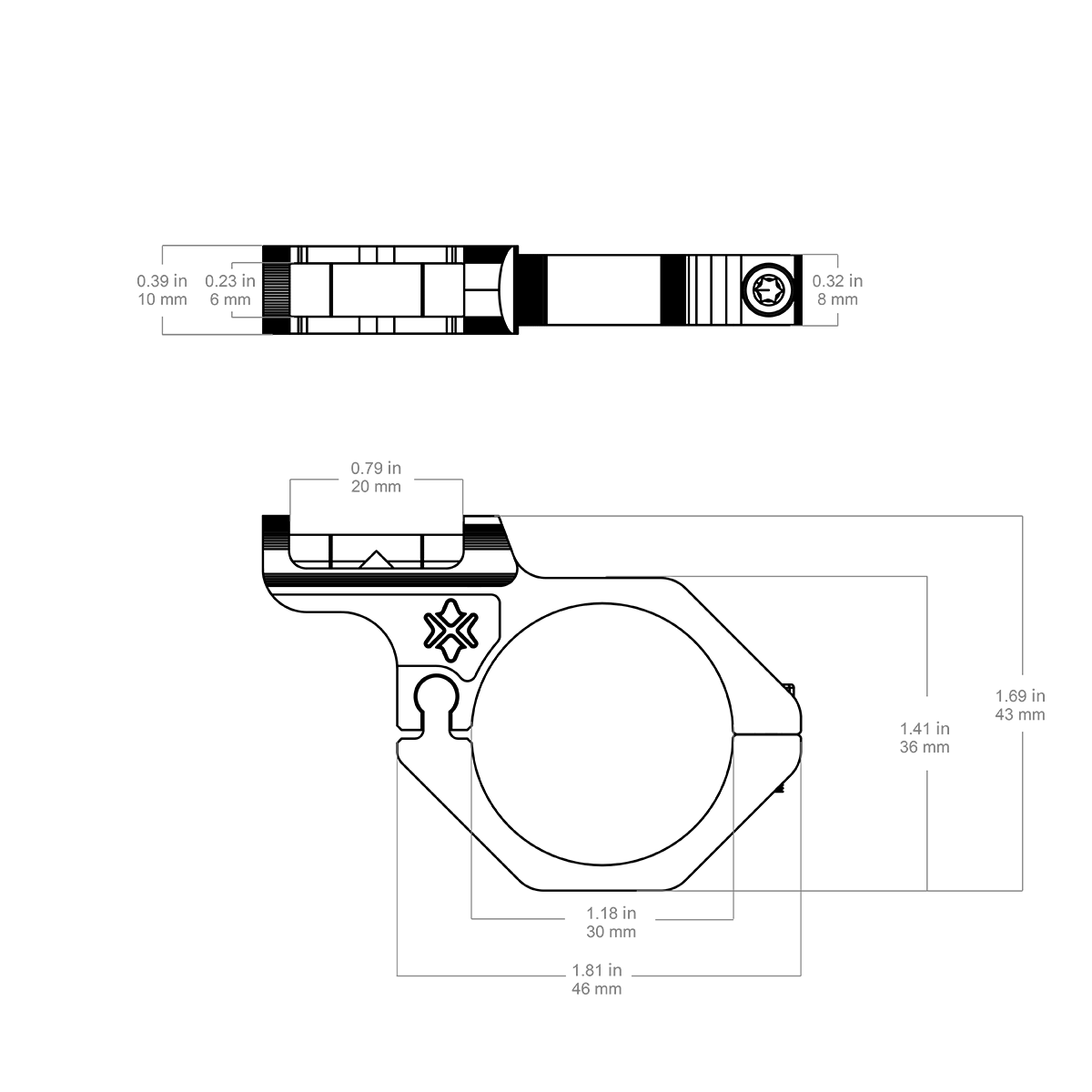 Poziomica z odchyleniem 30 mm do lunety celowniczej