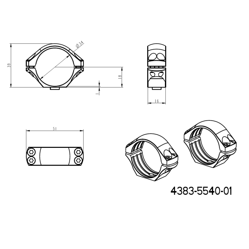 34mm pierścienie montażowe | dwuczęściowa ergonomiczna baza Picatinny QD JK-N