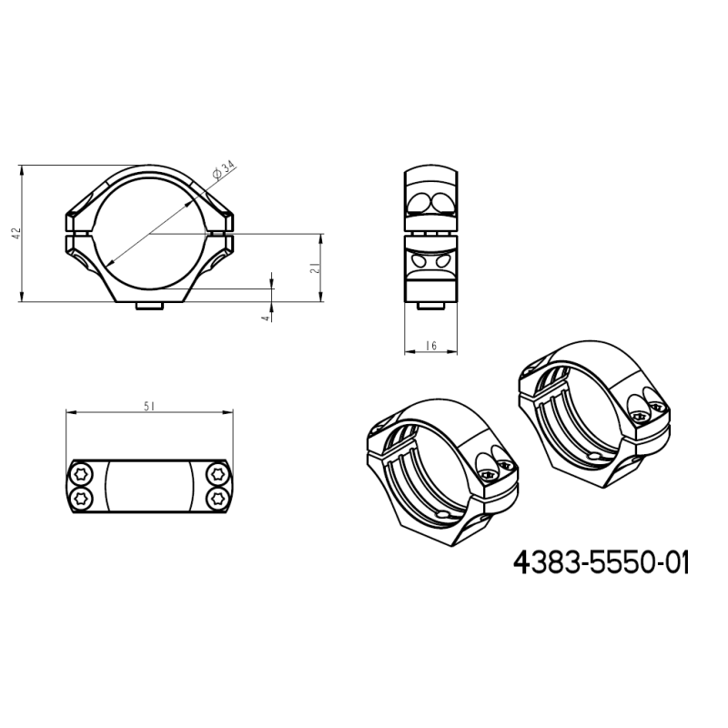 34mm pierścienie montażowe | długa szyna Picatinny QD Ergo base JK-N