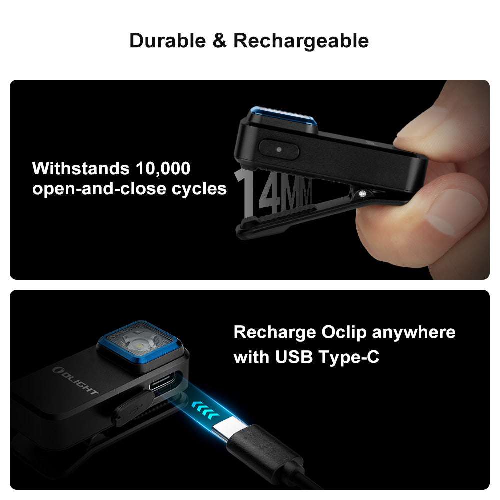 Olight Oclip | ładowalna latarka EDC z klipsem | 300 lm - Czarny