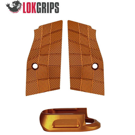 CZ Shadow 2 Compact & Carry krótkie aluminiowe okładziny chwytu & aluminiowy lejek magazynka | Gridlok_orange