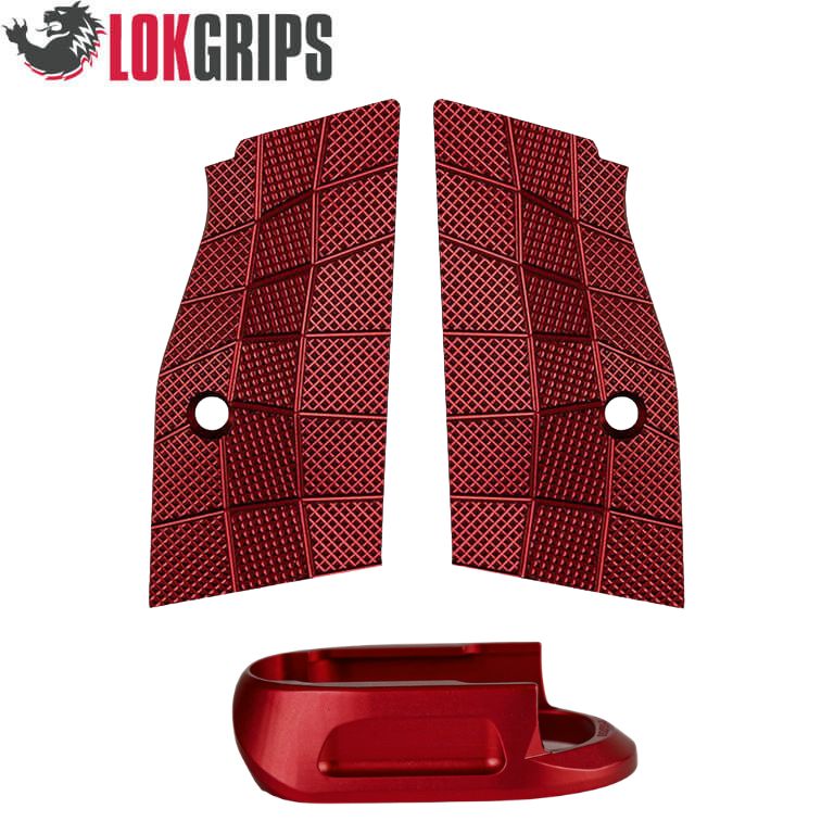 CZ Shadow 2 Compact & Carry krótkie aluminiowe okładziny chwytu & aluminiowy lejek magazynka | Gridlok_red