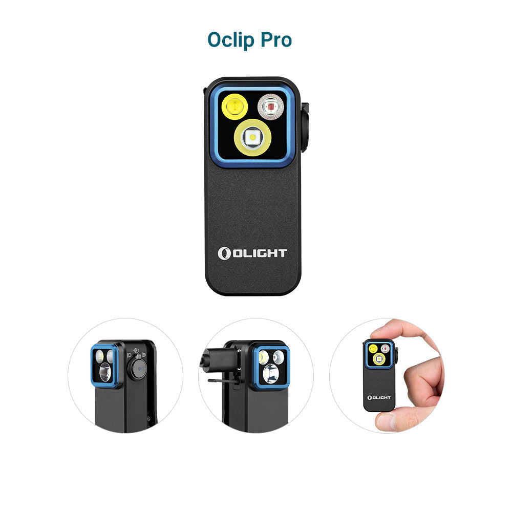 Olight Oclip Pro | wielofunkcyjna latarka z klipsem | 500 lm - Black