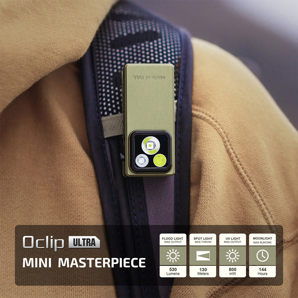 Olight Oclip Ultra | 3-w-1 przypinana latarka EDC | 530 lm - Olive Green